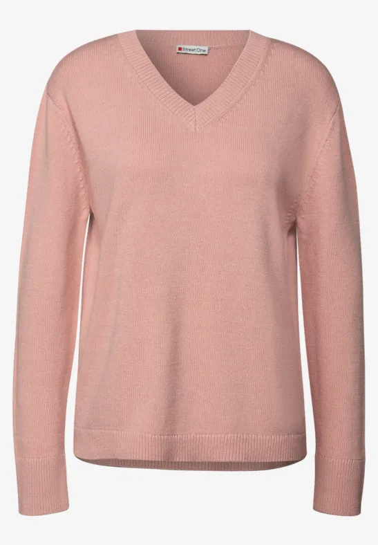 Pull à col en V faded rose