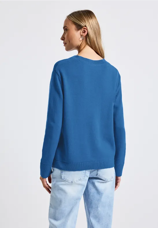 Pull à col en V polaris blue