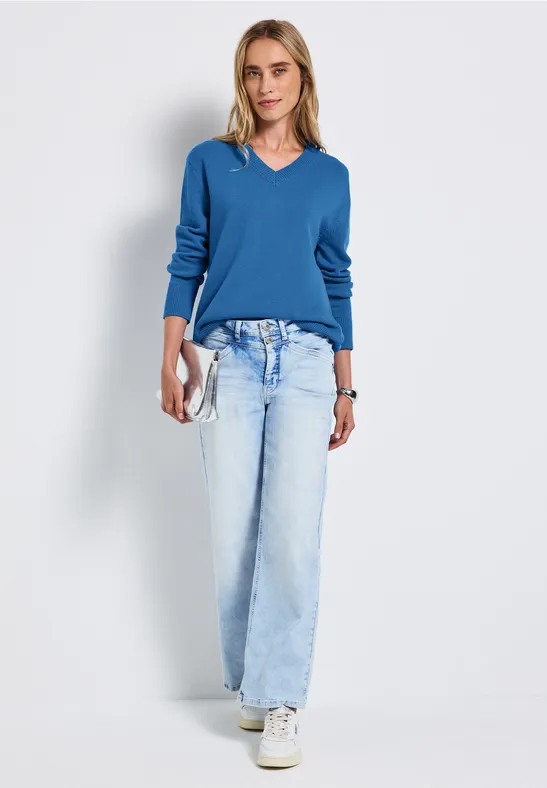 Pull à col en V polaris blue