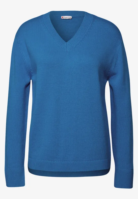 Pull à col en V polaris blue
