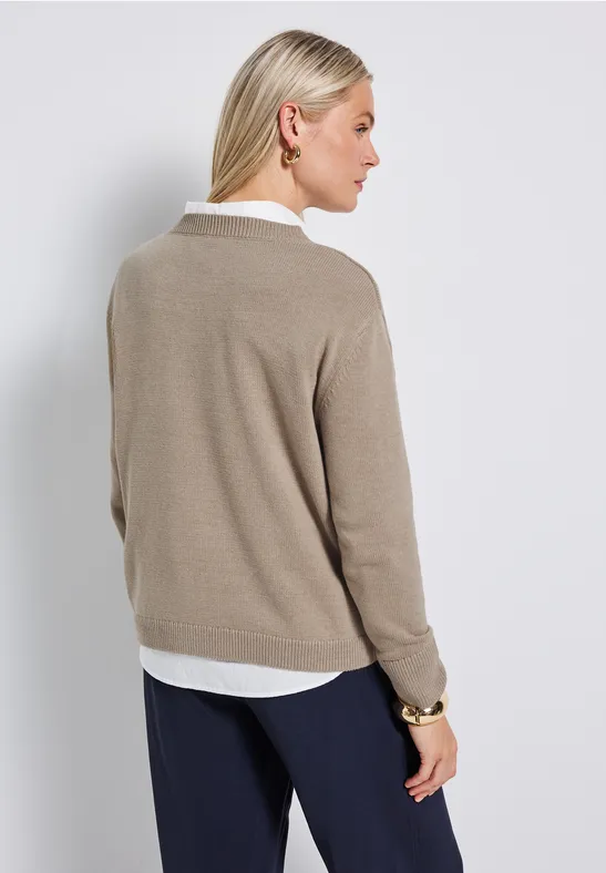 Pull à col en V sandstone mocha