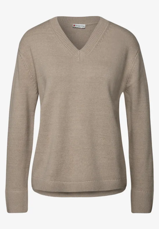 Pull à col en V sandstone mocha