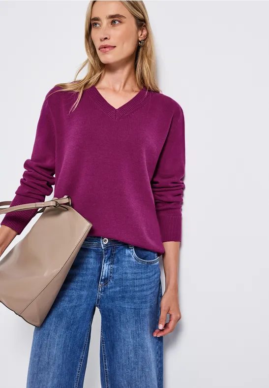 Pull à col en V berry paradise