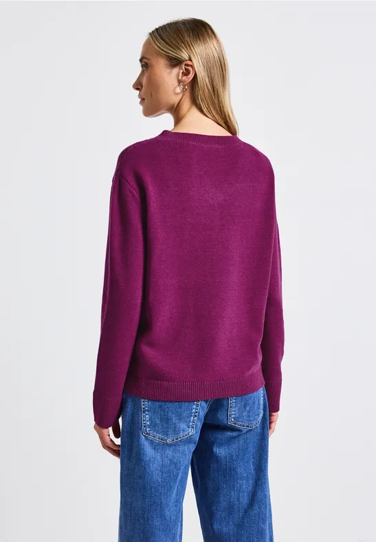 Pull à col en V berry paradise