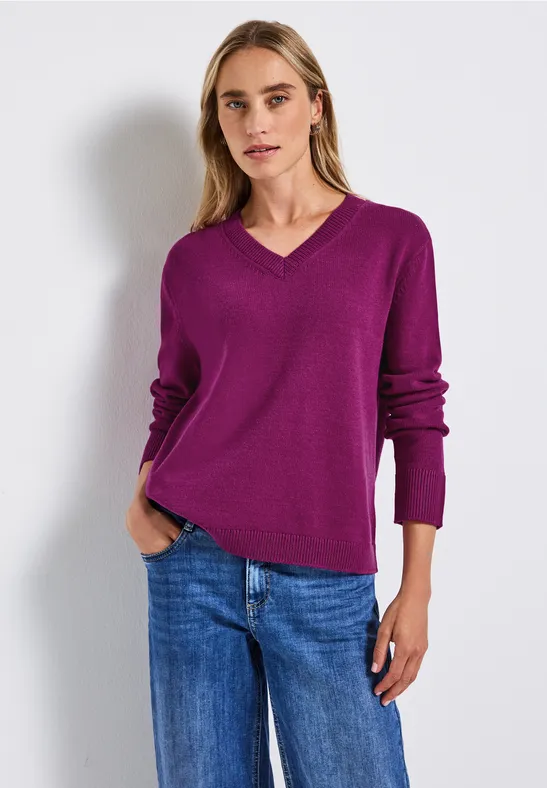 Pull à col en V berry paradise