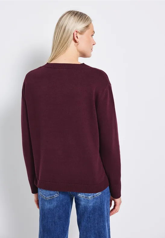 Pull à col en V wildberry red