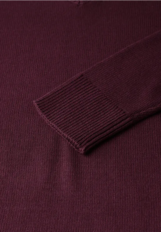 Pull à col en V wildberry red