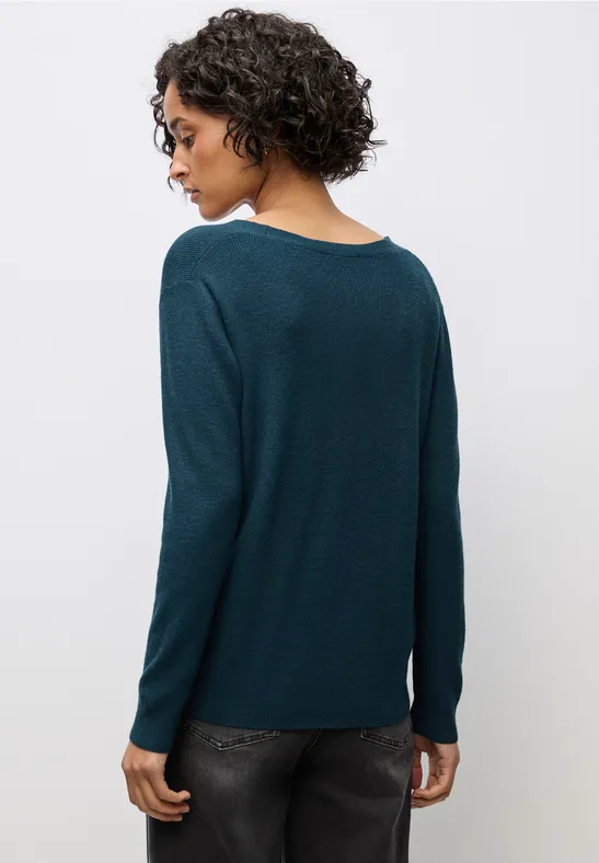 Basic V-Neck Pullover tide blue