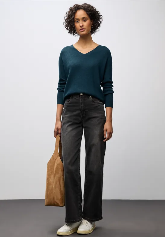 Basic V-Neck Pullover tide blue