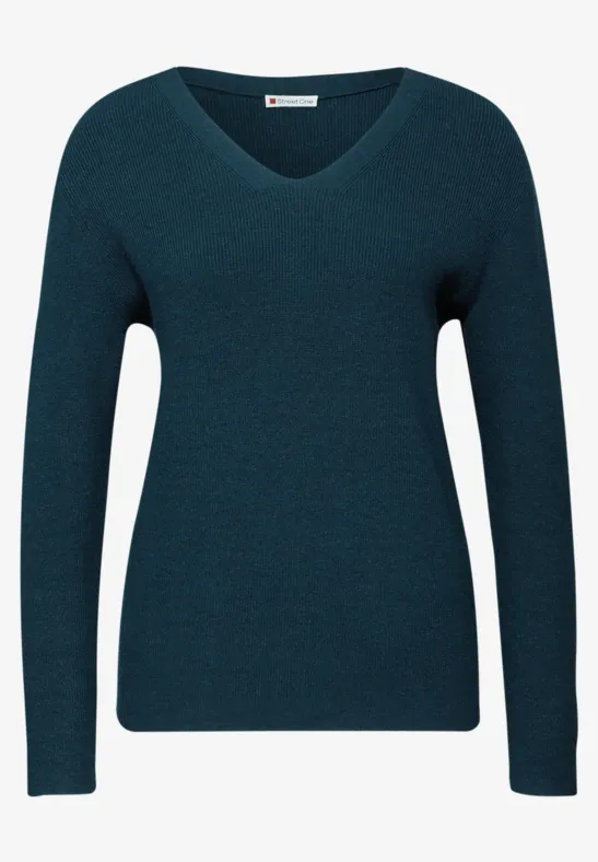 Basic V-Neck Pullover tide blue