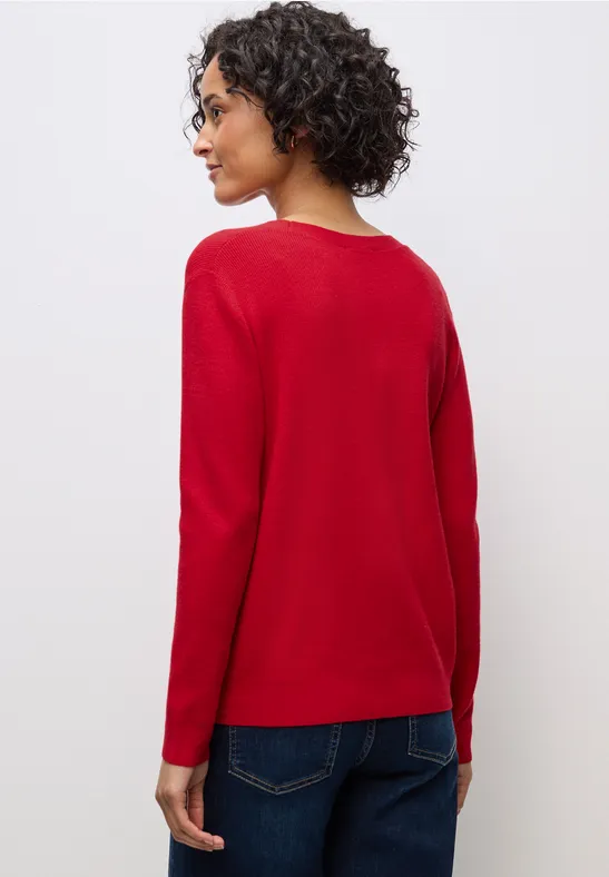 Basic V-Neck Pullover racing red