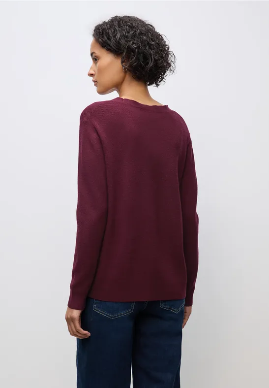 Basic V-Neck Pullover wildberry red