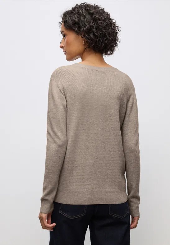Basic V-Neck Pullover mocha dream mel.