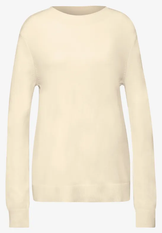 Pullover mit Rollkante soft beige