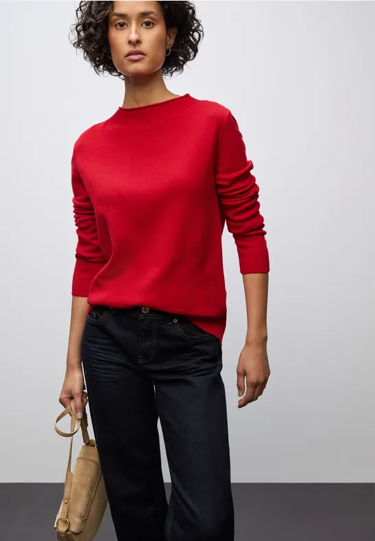 Pullover mit Rollkante racing red