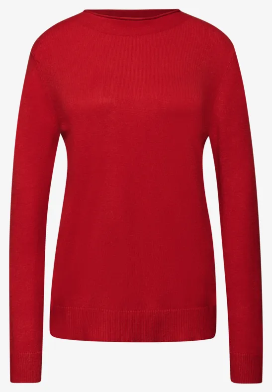 Pullover mit Rollkante racing red