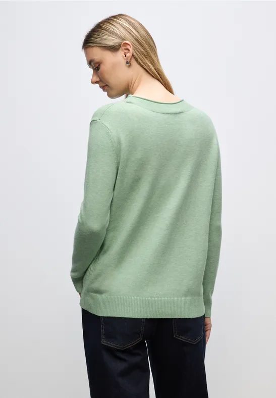 Pullover mit Rollkante serene green mel.