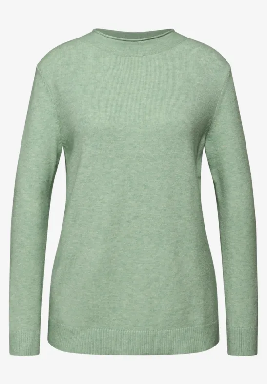 Pullover mit Rollkante serene green mel.