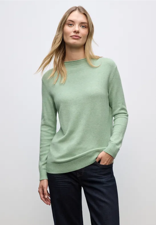 Pullover mit Rollkante serene green mel.