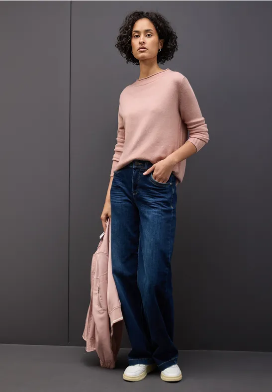 Pullover mit Rollkante faded rose mel.