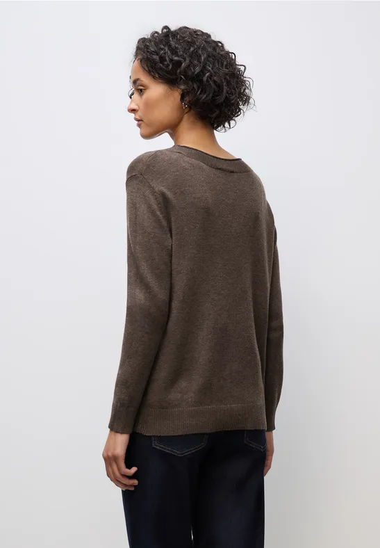 Pullover mit Rollkante dark nomad brown mel.