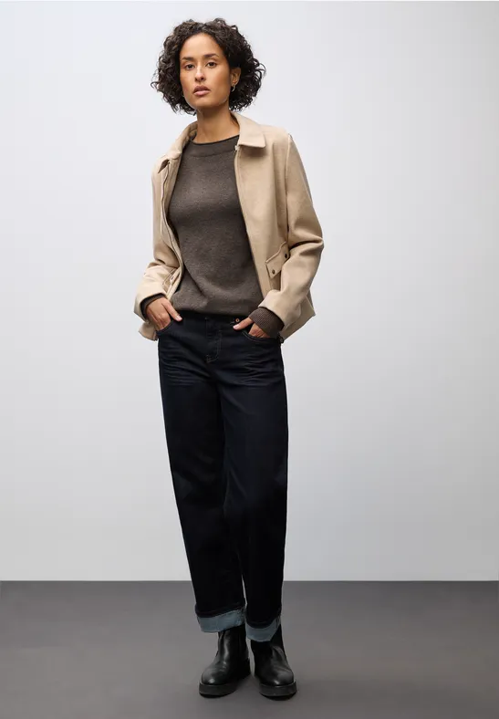 Pullover mit Rollkante dark nomad brown mel.