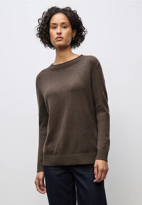 Pullover mit Rollkante dark nomad brown mel.