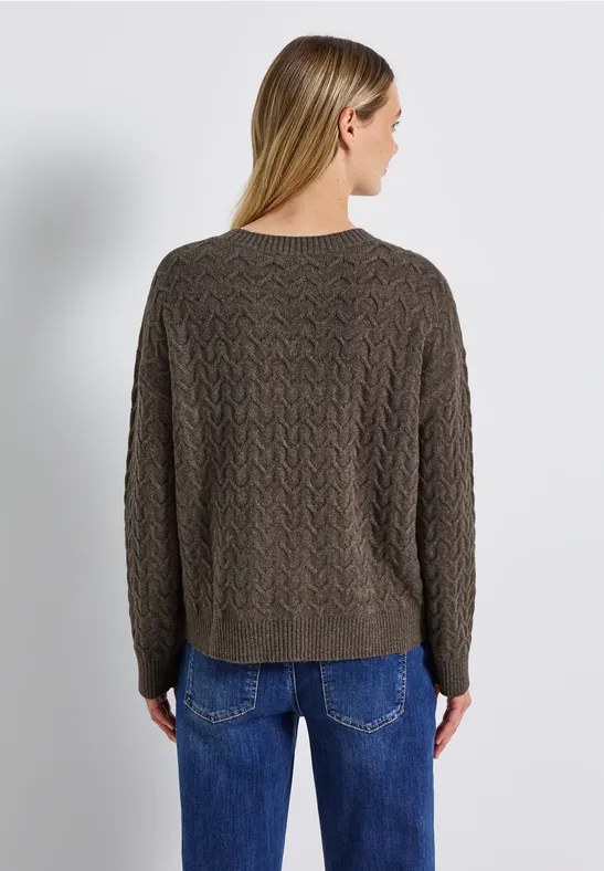Pull structuré douillet dark nomad brown mel.