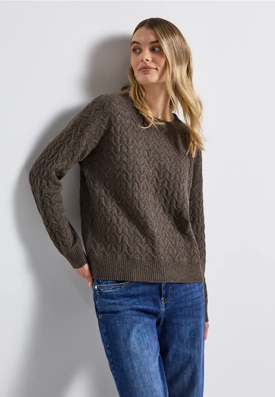 Pull structuré douillet dark nomad brown mel.