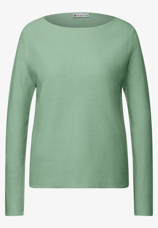 Strukturpullover serene green mel.