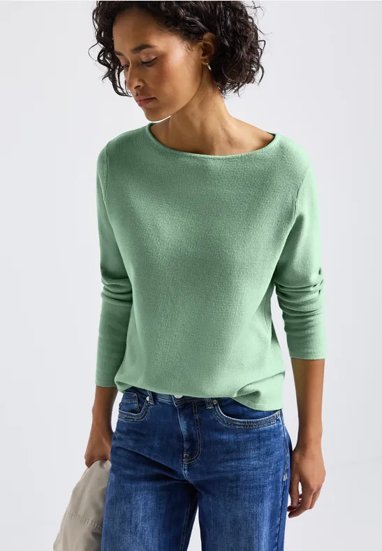 Strukturpullover serene green mel.