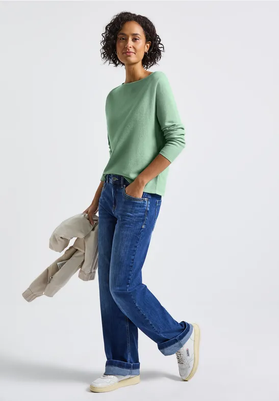 Strukturpullover serene green mel.