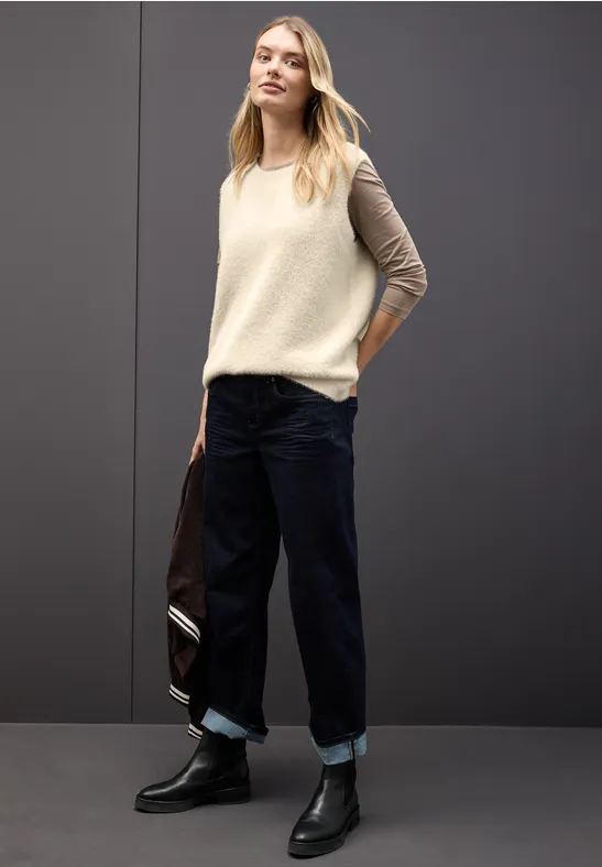 Ärmelloser Pullover soft beige