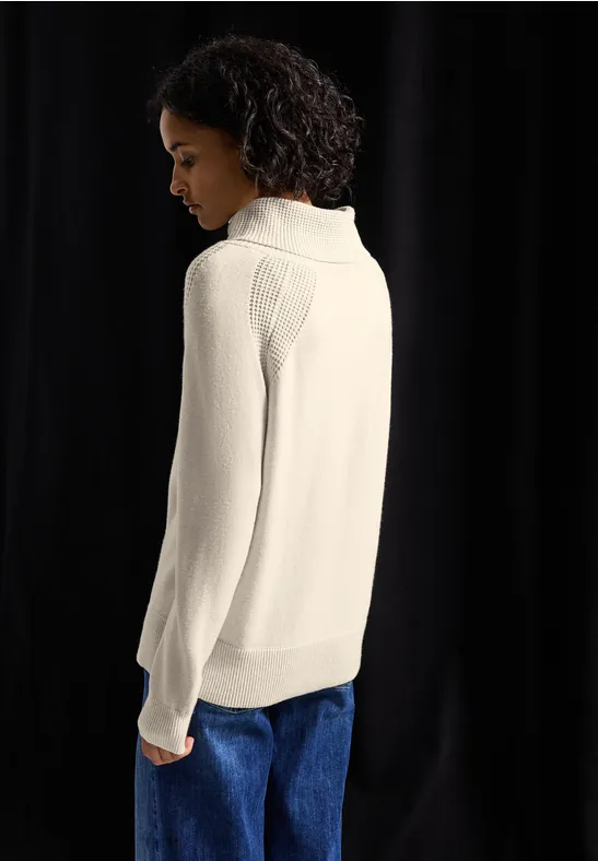 Pullover mit Stehkragen tusk cream mel.