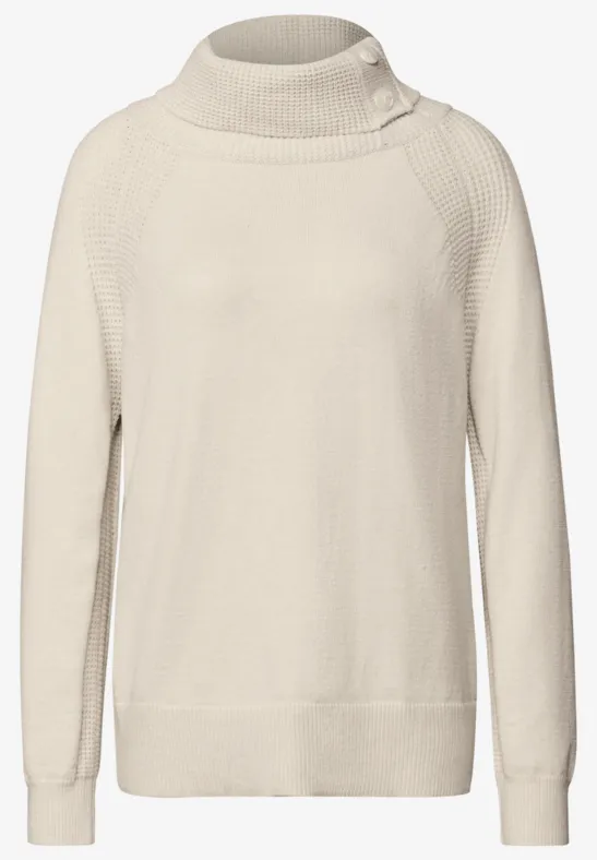 Pullover mit Stehkragen tusk cream mel.