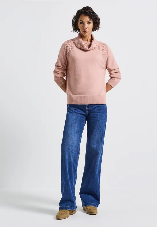 Pullover mit Stehkragen faded rose mel.