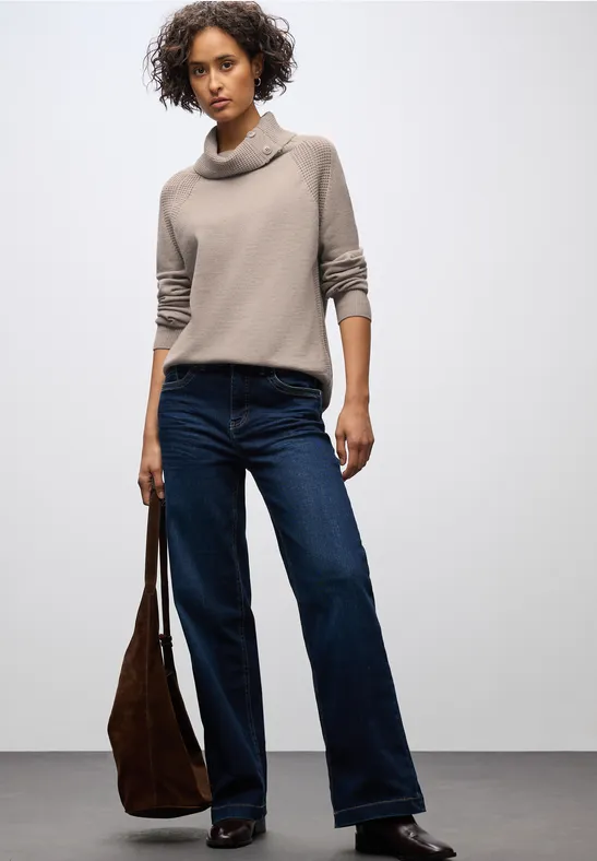 Pullover mit Stehkragen sandstone mocha mel.
