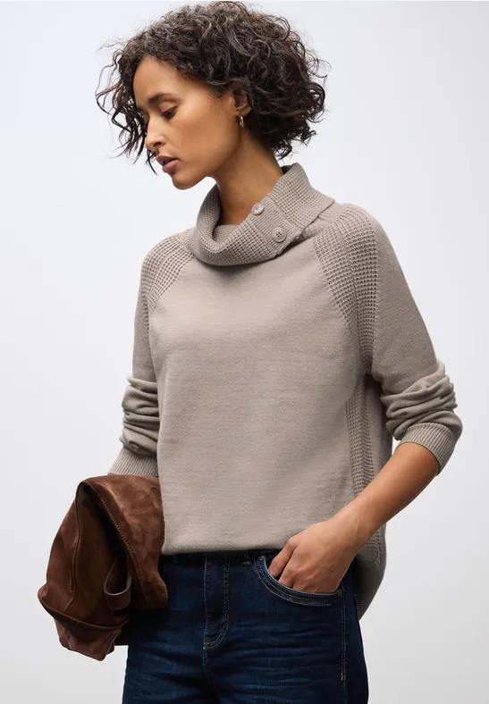 Pullover mit Stehkragen sandstone mocha mel.
