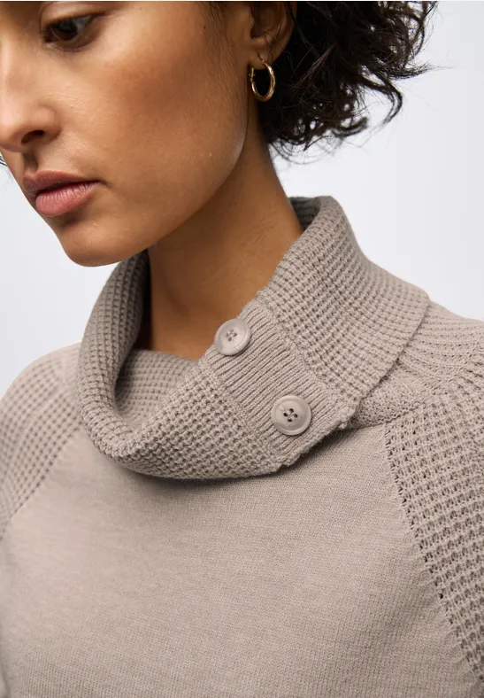 Pullover mit Stehkragen sandstone mocha mel.