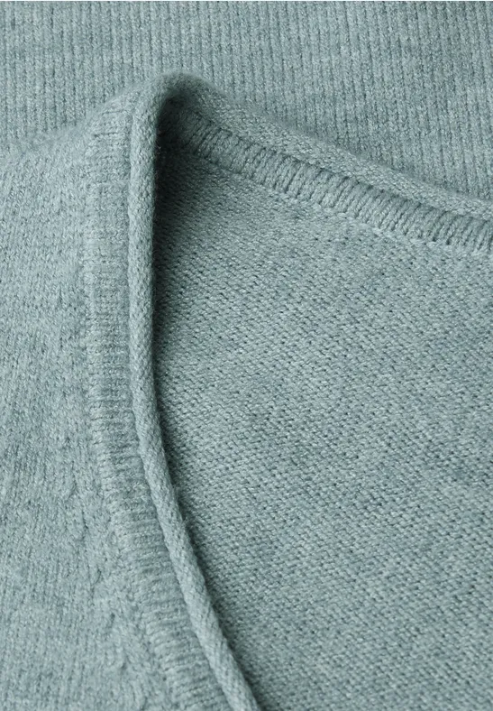 Kuscheliger V-Neck Pullover nile blue mel.
