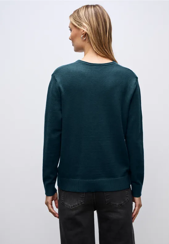 Kuscheliger V-Neck Pullover tide blue