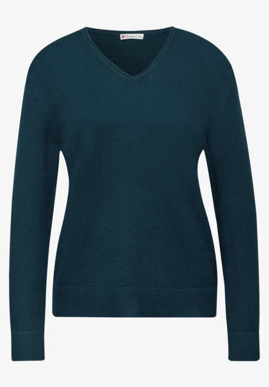 Kuscheliger V-Neck Pullover tide blue