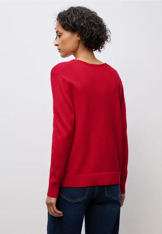 Kuscheliger V-Neck Pullover racing red