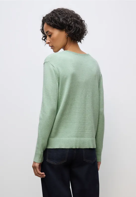 Kuscheliger V-Neck Pullover serene green mel.