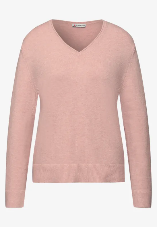 Kuscheliger V-Neck Pullover faded rose mel.