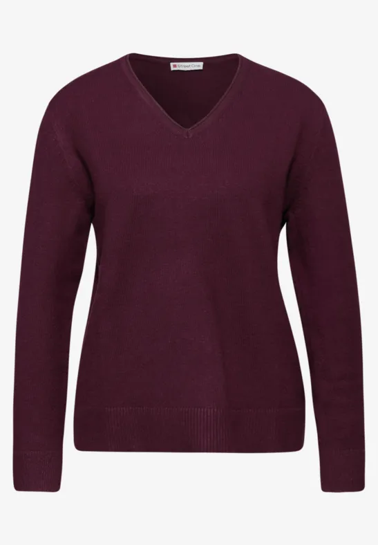 Kuscheliger V-Neck Pullover wildberry red