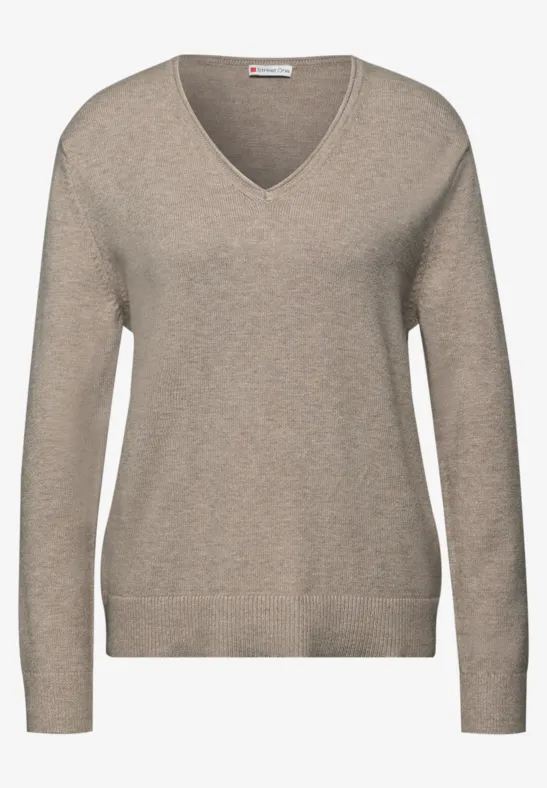 Kuscheliger V-Neck Pullover mocha dream mel.