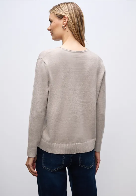 Kuscheliger V-Neck Pullover sandstone mocha mel.
