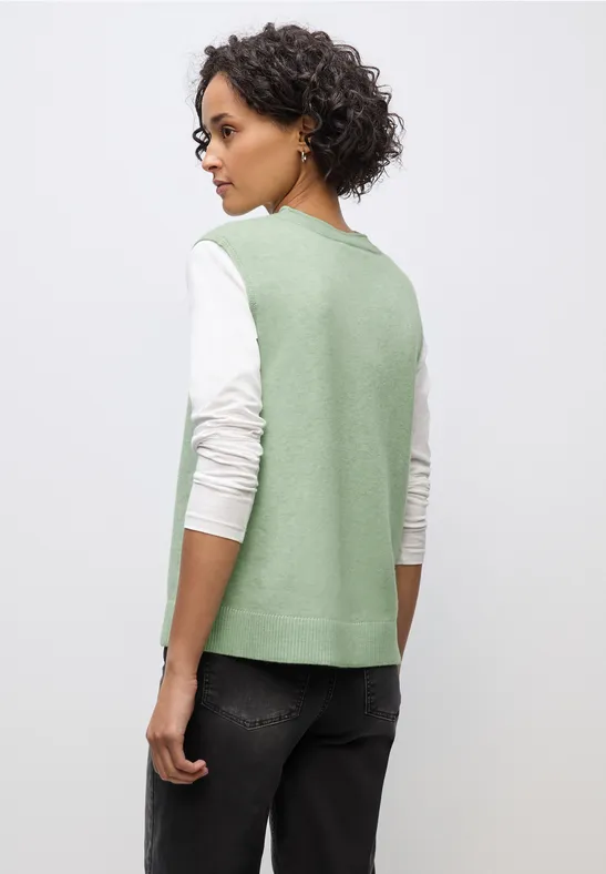 Ärmelloser Pullover serene green mel.