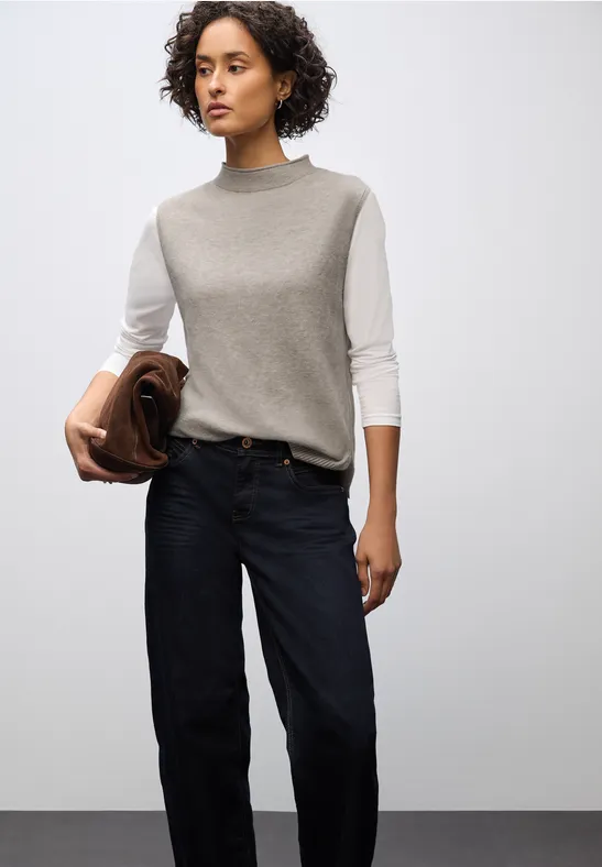 Ärmelloser Pullover sandstone mocha mel.